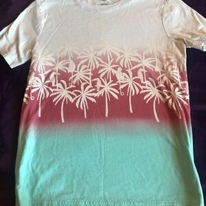 Tea brand Gradient Palm-Print Tee - White, Coral & Aqua NWOT